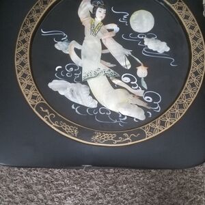 VINTAGE MOTHER OF PEARL AND BLACK LACQUER ART